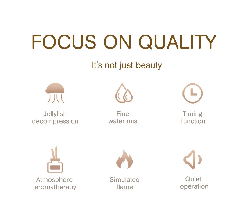 KINSCOTER Neu Volcano Flame Aroma Diffuser Jellyfish Smoke Ring Air Humidifier 360ml Aromatherapy Essential Oil Diffuser Cool Gift