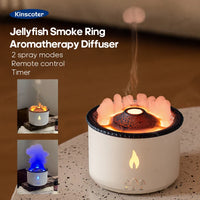 KINSCOTER Neu Volcano Flame Aroma Diffuser Jellyfish Smoke Ring Air Humidifier 360ml Aromatherapy Essential Oil Diffuser Cool Gift