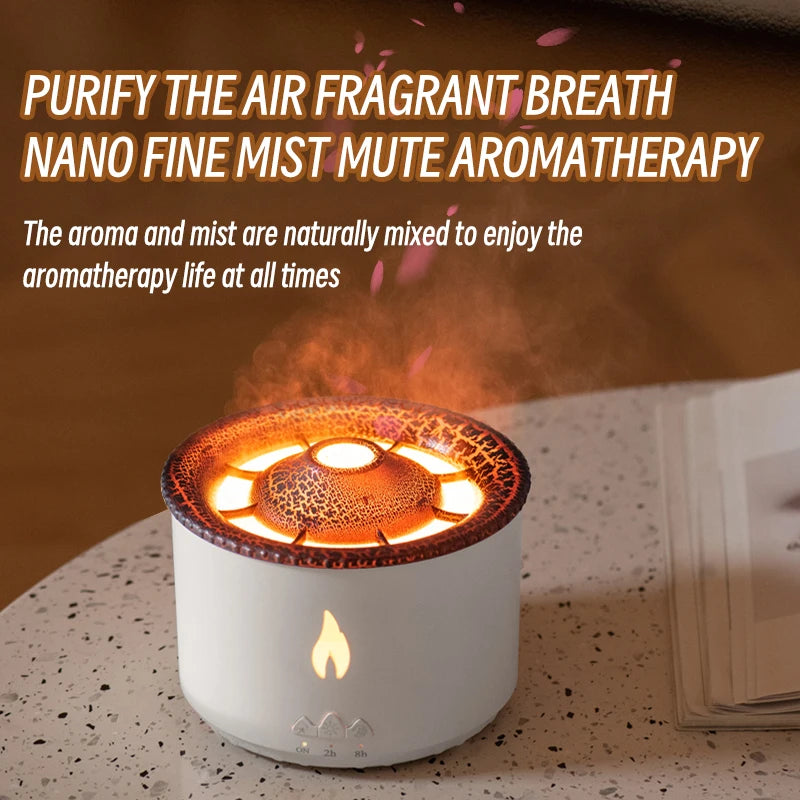 KINSCOTER Neu Volcano Flame Aroma Diffuser Jellyfish Smoke Ring Air Humidifier 360ml Aromatherapy Essential Oil Diffuser Cool Gift