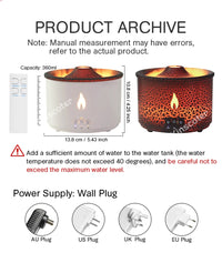 KINSCOTER Neu Volcano Flame Aroma Diffuser Jellyfish Smoke Ring Air Humidifier 360ml Aromatherapy Essential Oil Diffuser Cool Gift