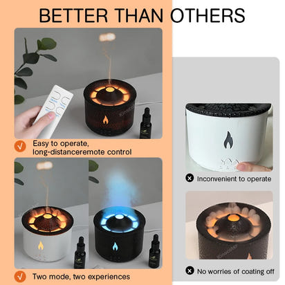 KINSCOTER Neu Volcano Flame Aroma Diffuser Jellyfish Smoke Ring Air Humidifier 360ml Aromatherapy Essential Oil Diffuser Cool Gift
